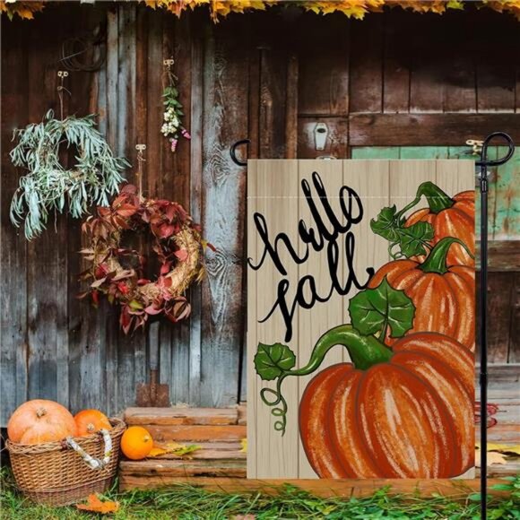 Fall Garden Flag 12x18 Inch Double Sided, Happy Fall Pumpkin Yard Flag Small - Picture 4 of 8